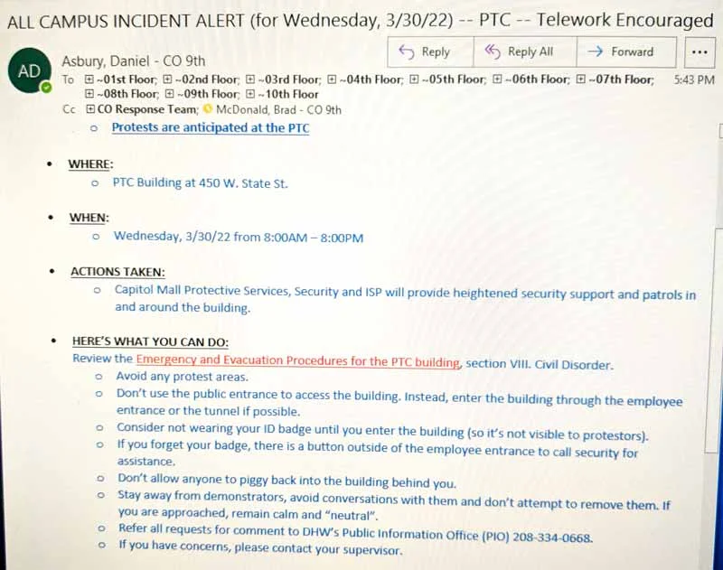 All campus incident alert for Baby Cyrus protest