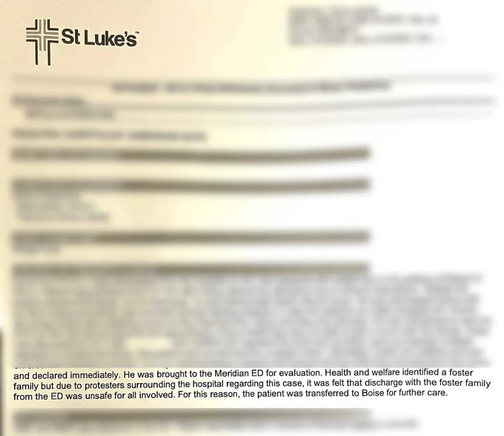 Correspondence from St Luke's Hospital, regarding Baby Cyrus and outside protesters