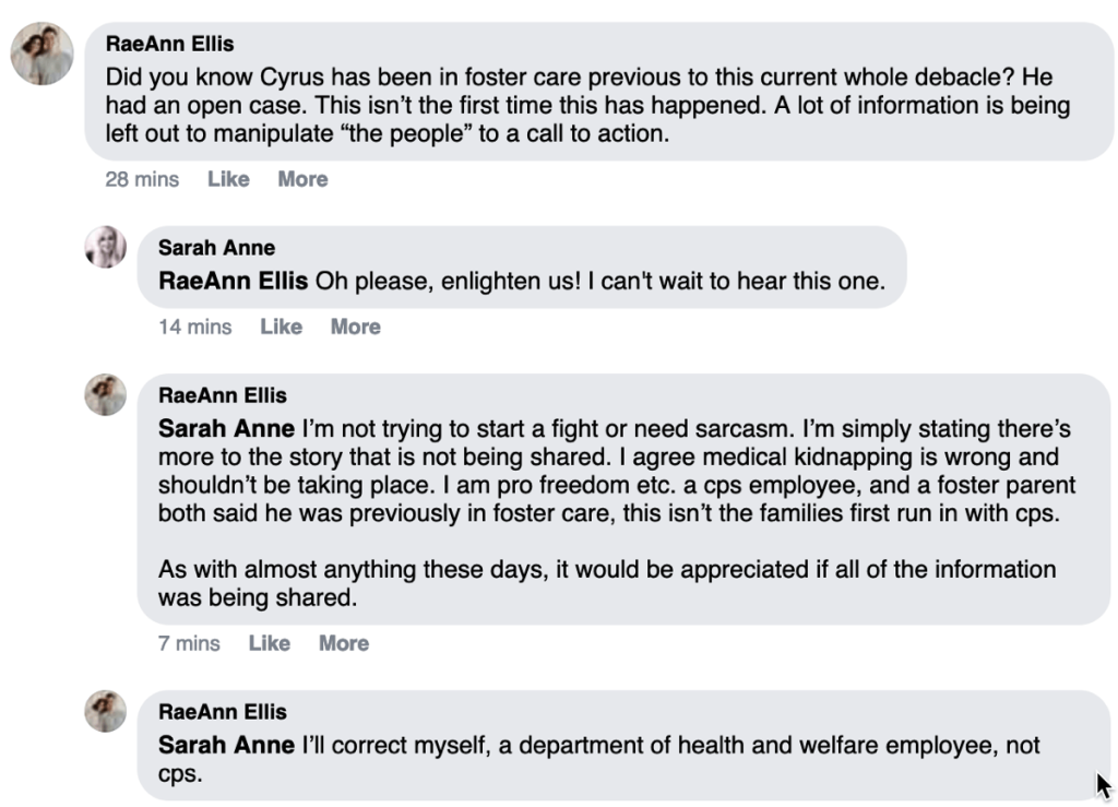 Lies and gossip spread by RaeAnn Ellis and Sarah Anne on Facebook