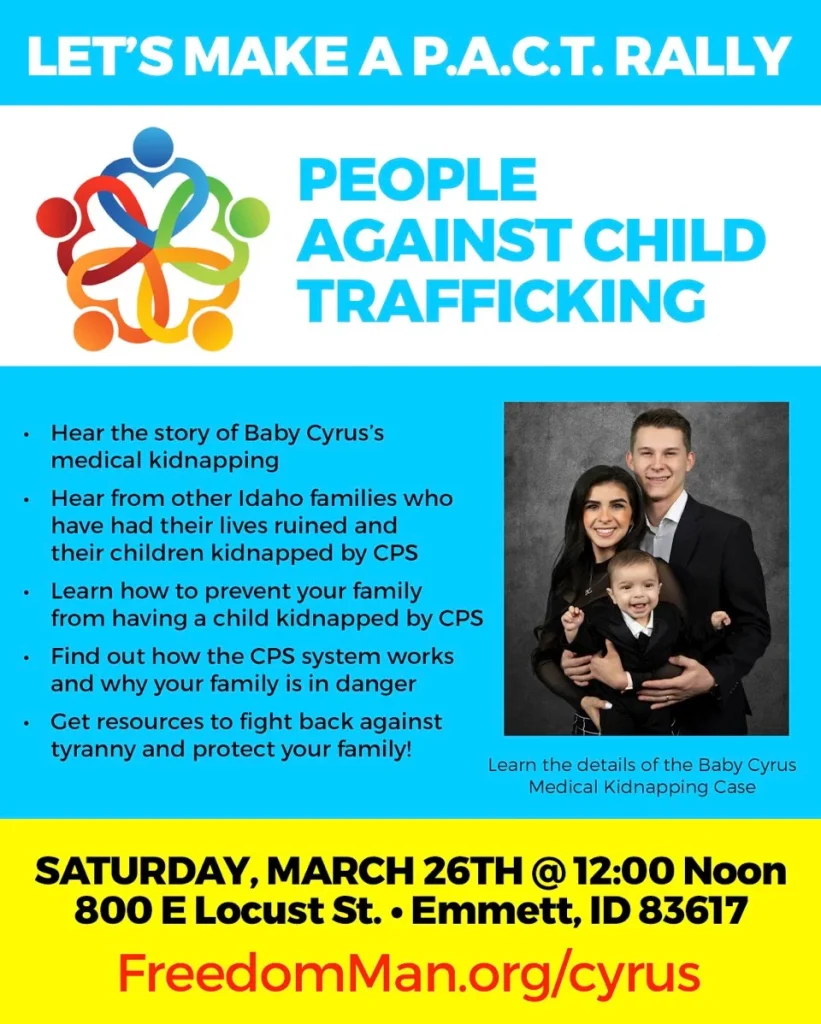 Advertisement poster for PACT, which stands for people against child trafficking
